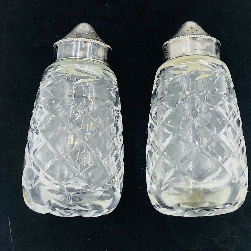 Signed Waterford Crystal Glandore EPNS Plated Salt and Pepper Shakers